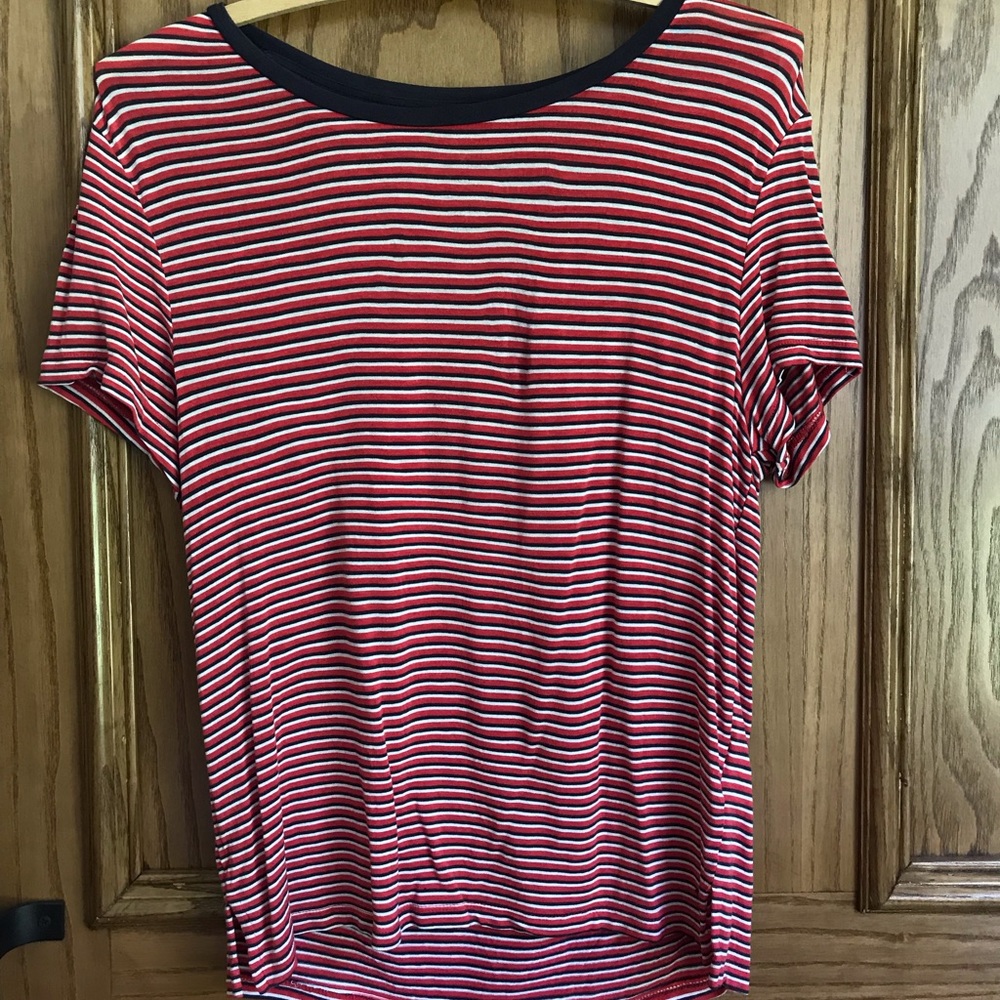 red and white striped tshirt